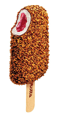 Icecream on stick dry coated